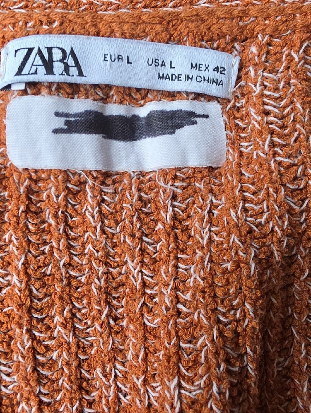 (L) Zara Rust Heathered Marled V-Neck Button Cardigan Boxy Knit Lounge Weekend - Picture 3 of 8